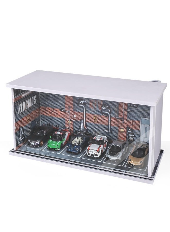 kivcmds 1:64 Car Model Display Case with Lights for Hot Wheels,Matchbox Cars,Diecast Alloy Small Truck Collectibles Storage Box-Dilapidated Factory Scenes Parking Garage - Image 1